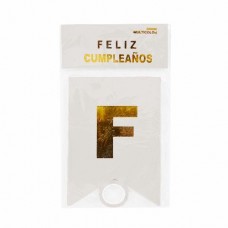 Banderin Feliz Cumpleanos Blanco