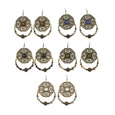 Aros Bijou Flor Con Piedras Colores
