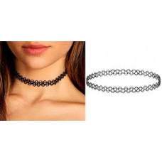 Collar Chocker Elastico Negro X Unidad