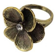 Anillo Bronce Flor Con Strass