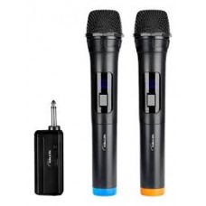 Microfono Inalambrico Profesional Netmak Nm-mc18 Dual Pantalla Led Alcance 10m Plug 6.3m