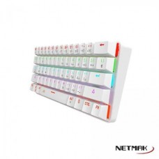 Teclado Mecanico Netmak Usb Nm-skill Blanco Retroil 80% Switch Blue
