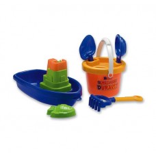 Barco Con Balde Mediano Pala Rastrillo Colador Y 1 Molde